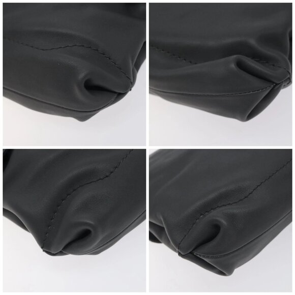 Salvatore Ferragamo Gancini Chain Shoulder Bag Leather Gray Gold Auth - Picture 15 of 15